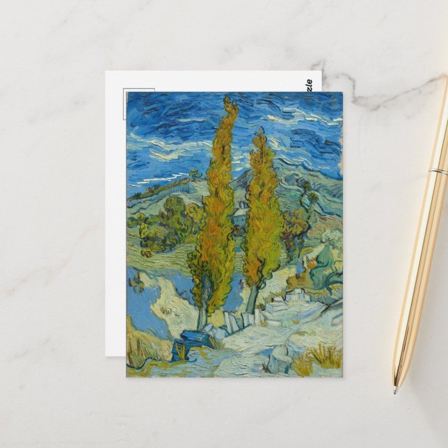 Vincent Van Gogh, zwei Poplars in den Alpen Postkarte (Vorderseite/Rückseite Beispiel)