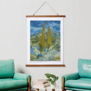 Vincent Van Gogh, zwei Poplars in den Alpen Wandteppich Mit Holzrahmen