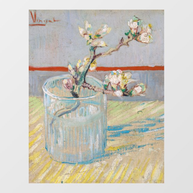 Vincent van Gogh - Zweigstelle Almond im Glas Fensteraufkleber (Blatt)