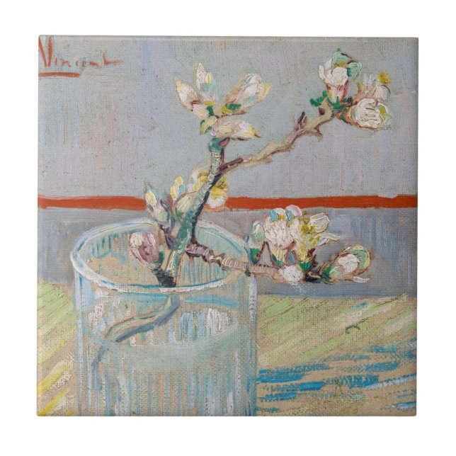 Vincent van Gogh - Zweigstelle Almond im Glas Fliese (Vorderseite)