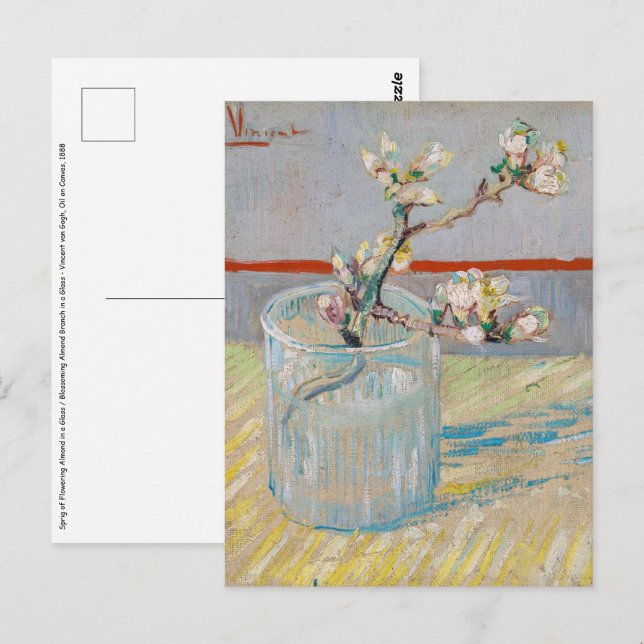 Vincent van Gogh - Zweigstelle Almond im Glas Postkarte (Vorne/Hinten)
