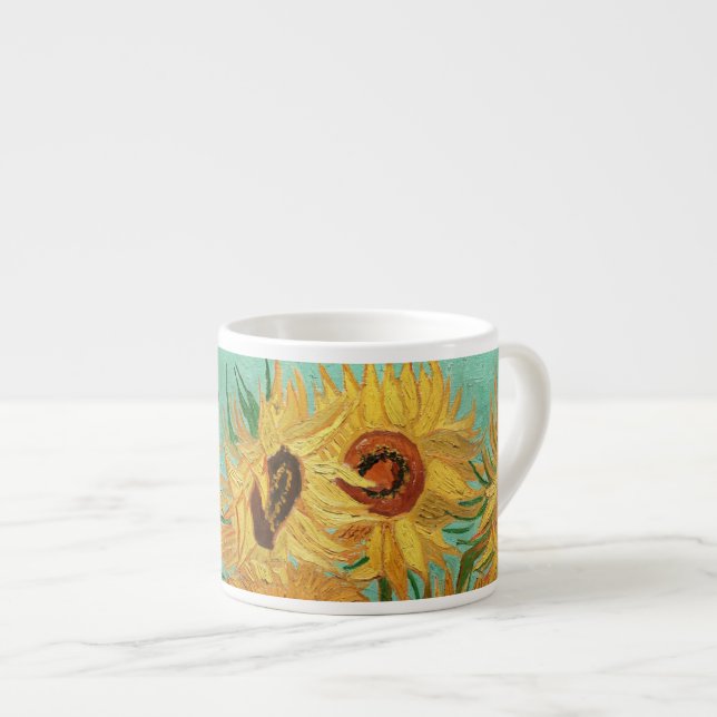 Vincent Van Gogh Zwölf Sonnenblumen in einer Vase Espressotasse (Vorderseite Rechts)
