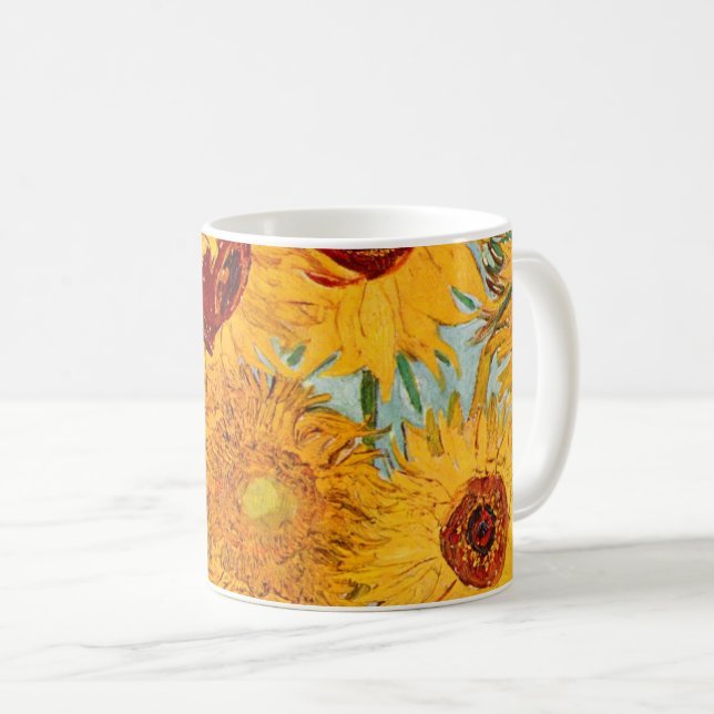 Vincent Van Gogh Zwölf Sonnenblumen in einer Vase  Kaffeetasse (VorderseiteRechts)