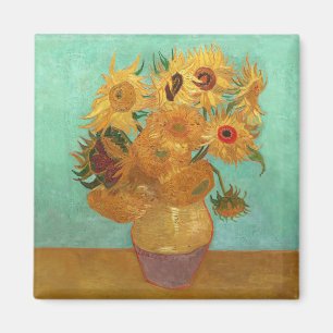 Vincent Van Gogh Zwölf Sonnenblumen in einer Vase Magnet