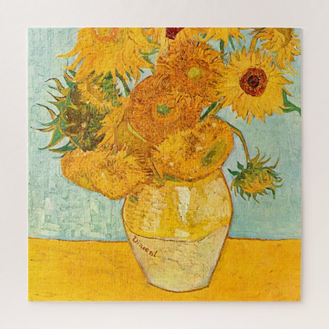 Vincent Van Gogh Zwölf Sonnenblumen in einer Vase  Puzzle (Vertikal)