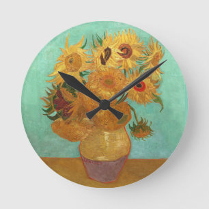 Vincent Van Gogh Zwölf Sonnenblumen in einer Vase Runde Wanduhr