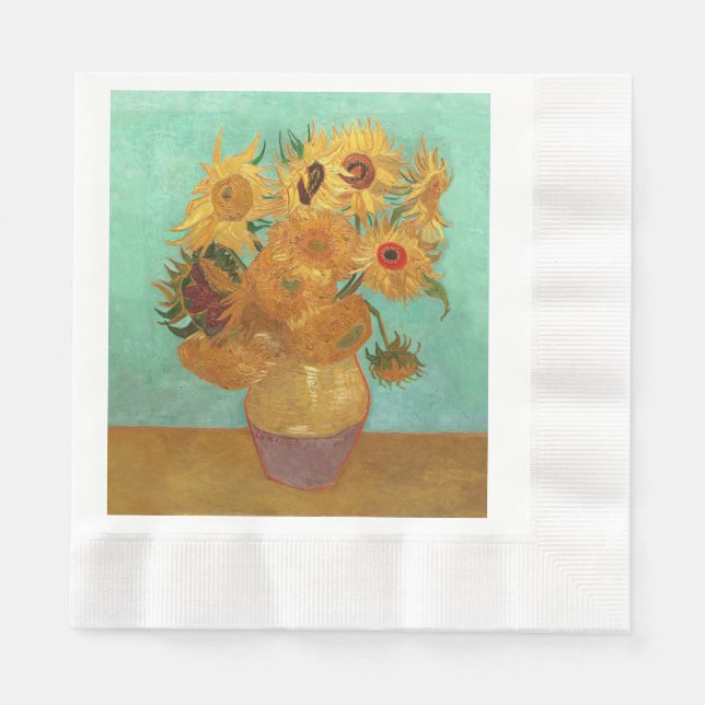 Vincent Van Gogh Zwölf Sonnenblumen in einer Vase Serviette (Vorderseite)