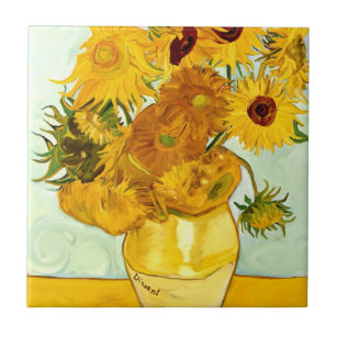 Vincent van Goghs gelbe Sonnenblume, die 1888 malt Fliese