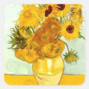 Vincent Van Goghs gelbe Sonnenblumenmalerei 1888 Quadratischer Aufkleber