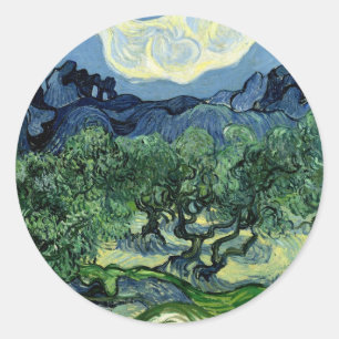 Vincent van Gogh's Olive Trees (1889) Runder Aufkleber
