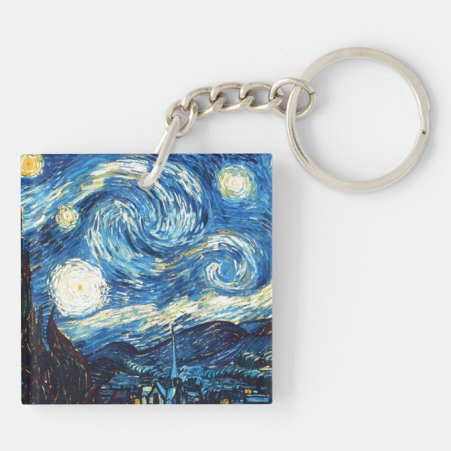 Vincent van Gogh's painting, Starry Night, Schlüsselanhänger (Rückseite)