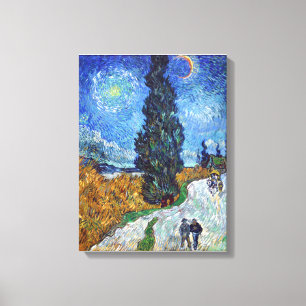 Vincent van Gogh's Road mit Cypress und Star Leinwanddruck