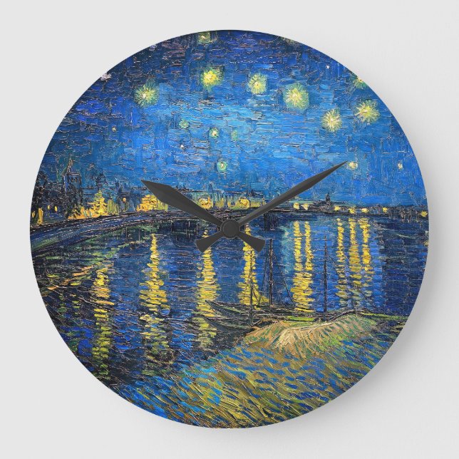Vincent van Gogh's Starry Night Over the Rhone Große Wanduhr (Vorderseite)
