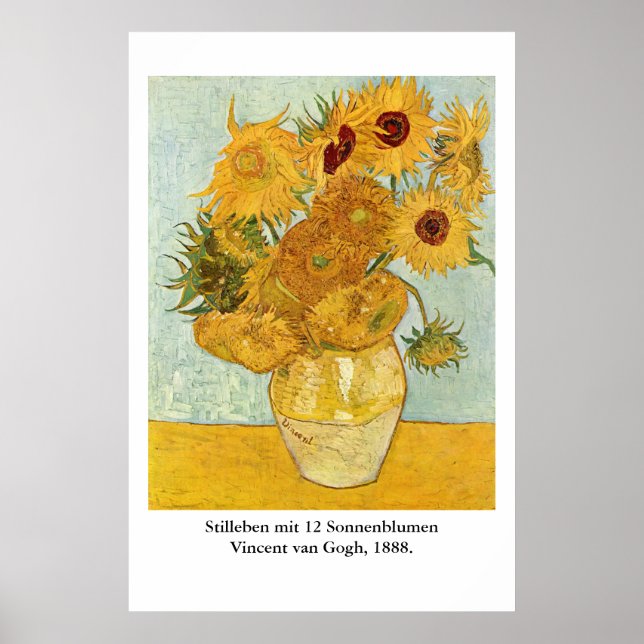 Vincent van Gogh's Stilleben mit 12 Sonnenblumen Poster (Vorne)