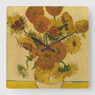Vincent van Gogh's Sunflowers, 1878 Quadratische Wanduhr