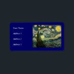Vincent van Gogh's The Starry Night (1889) Adressaufkleber<br><div class="desc">In Classic 1889 Post Beeinonist Painting, artwork that has passed into the public domain and makes wonderful ohrs and other products. All of the Fine Art, Vintage Art, Classic Masterpices, and other Antique Masterworks here at Masterpiece Gallery have been carefully edited and placed on products to provide the best mögliche...</div>