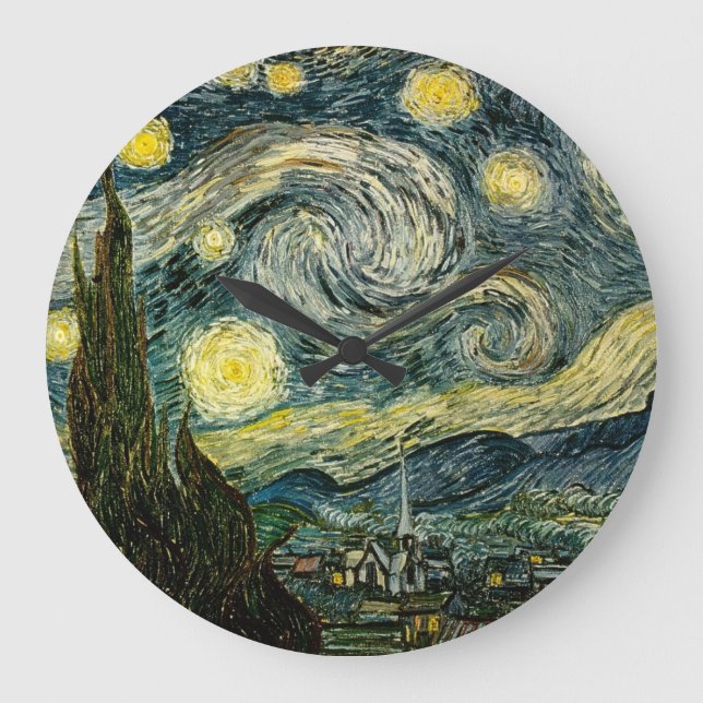 Vincent van Gogh's The Starry Night (1889) Große Wanduhr (Vorderseite)