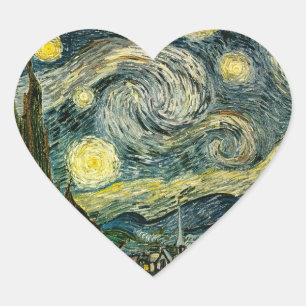 Vincent van Gogh's The Starry Night (1889) Herz-Aufkleber