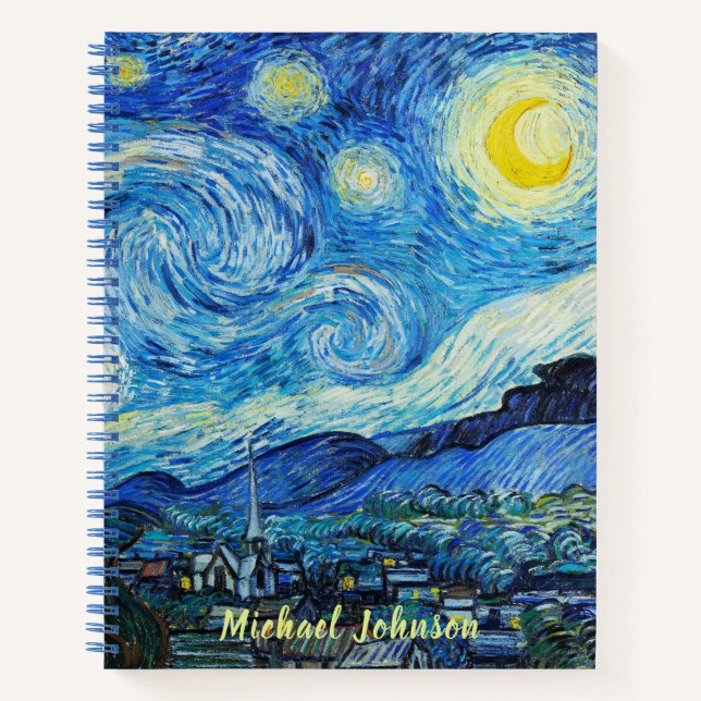 Vincent Van Gogh's The Starry Night Monogram Notizbuch (Vorderseite)
