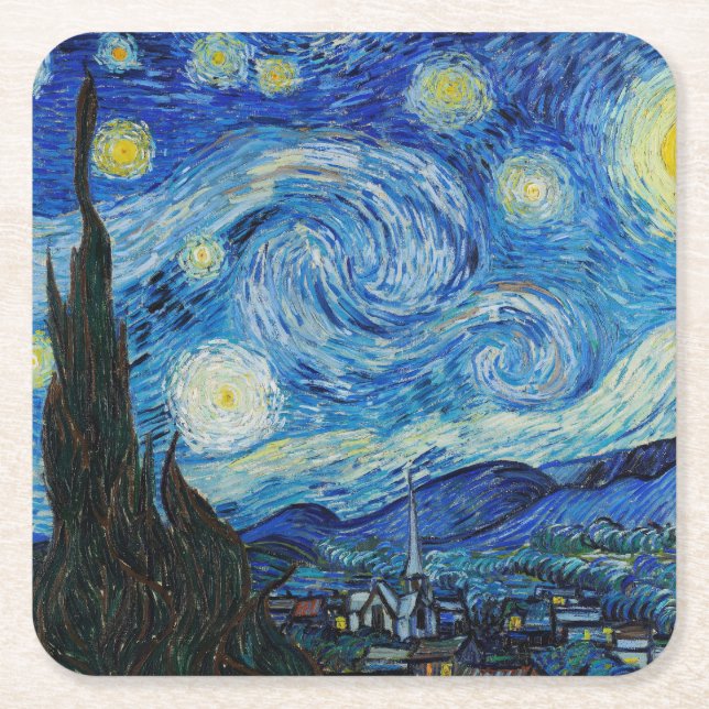 Vincent Van Gogh's The Starry Night Rechteckiger Pappuntersetzer (Vorderseite)