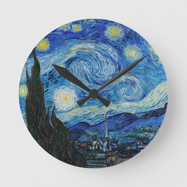 Vincent Van Gogh's The Starry Night Runde Wanduhr (Vorderseite)