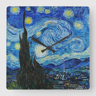 Vincent Van Gogh's The Starry Night Serenity Quadratische Wanduhr