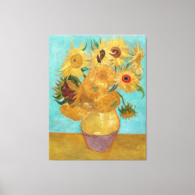 Vincent van Gogh's Vase mit zwölf Sonnenblumen Leinwanddruck (Vorderseite)