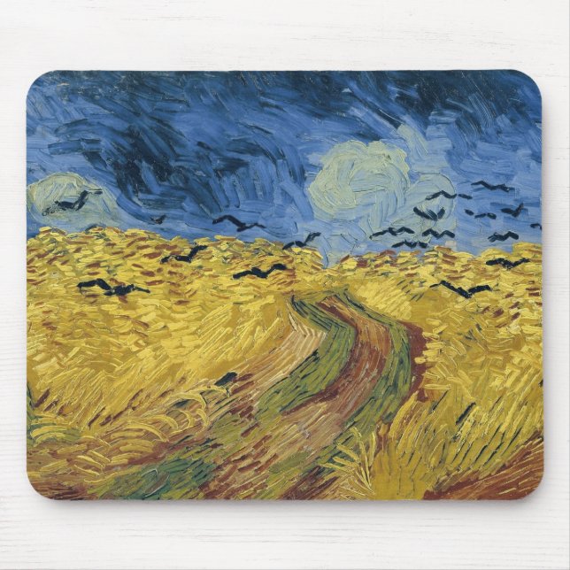 Vincent van Gogh's Weizenfeld mit Krähen (1890) Mousepad (Vorne)