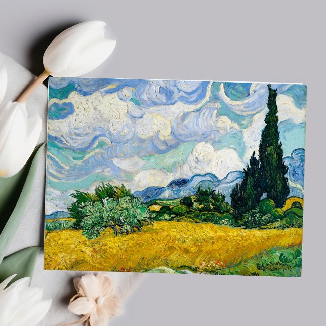 Vincent van Gogh's Weizenfeld mit Zypressen Post Postkarte (Vincent van Gogh's Wheat Field with Cypresses Postcard)
