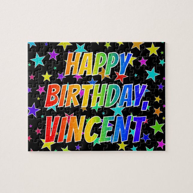 "VINCENT" Vorname, Spaß "GLÜCKLICHER GEBURTSTAG" Puzzle (Horizontal)