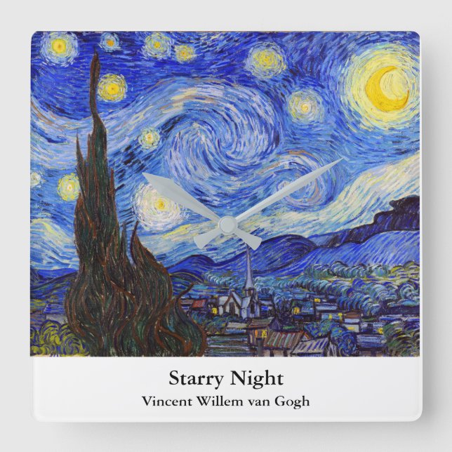 Vincent Willem van Gogh , "Starry Night" Quadratische Wanduhr (Vorderseite)