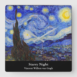 Vincent Willem van Gogh , "Starry Night" Quadratische Wanduhr