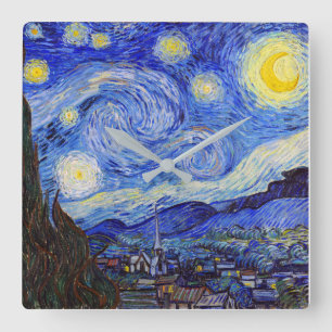Vincent Willem van Gogh , "Starry Night" Quadratische Wanduhr