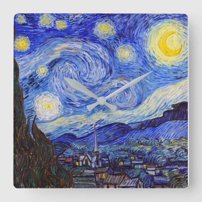 Vincent Willem van Gogh , "Starry Night" Quadratische Wanduhr (Vorderseite)
