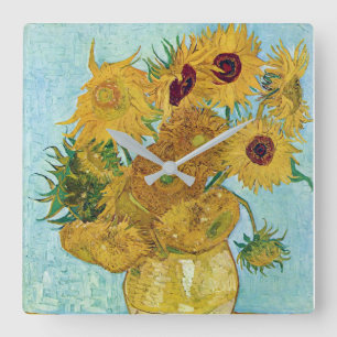 Vincent Willem van Gogh , “ Sunflowers ” Quadratische Wanduhr