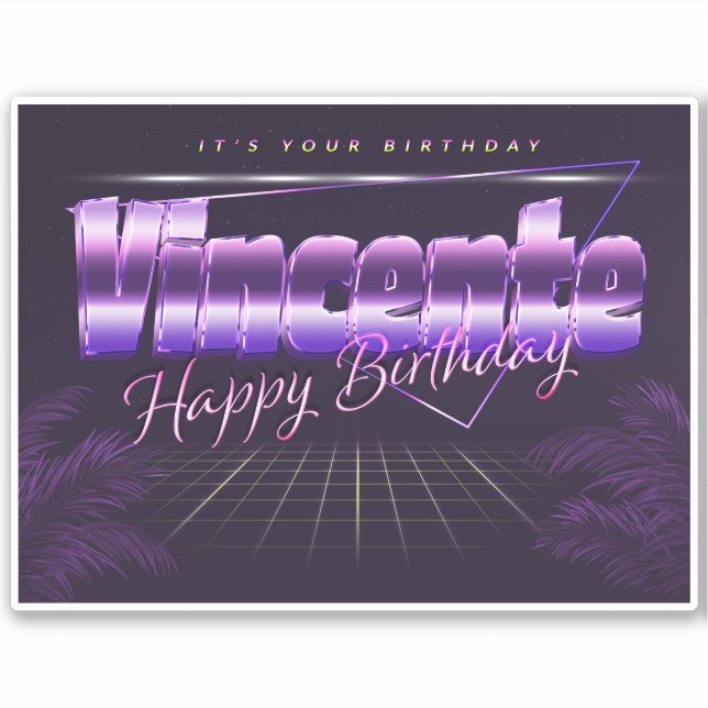 Vincente Name Vorname retro Sticker Geburtstag (Vorderseite)