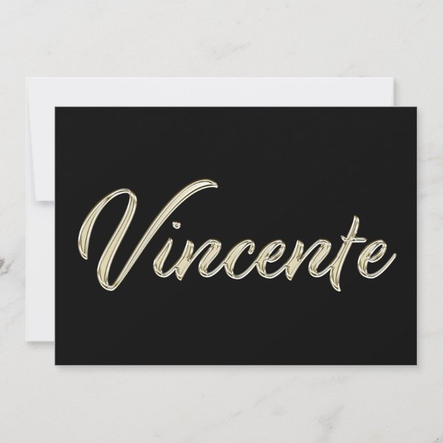 Vincente Name white gold Handwriting Karte (Vorderseite)