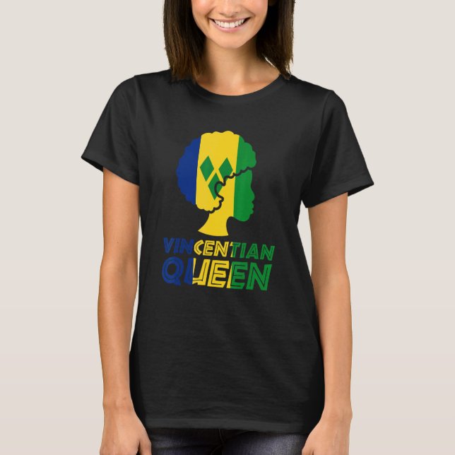 Vincentian Queen St Vincent Grenadines Flag Afro R T-Shirt (Vorderseite)
