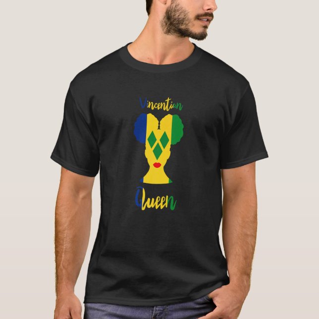 Vincentian Queen St Vincent Grenadines Flag Afro R T-Shirt (Vorderseite)