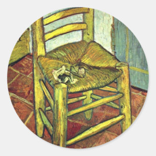 Vincent'S Stuhl Mit Pfeife Von Vincent Van Gogh Runder Aufkleber