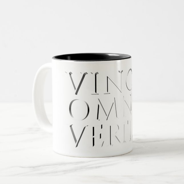 VINCIT OMNIA VERITAS - Leichte Zwei-Tonen-Kaffee-T Zweifarbige Tasse (Vorderseite Links)