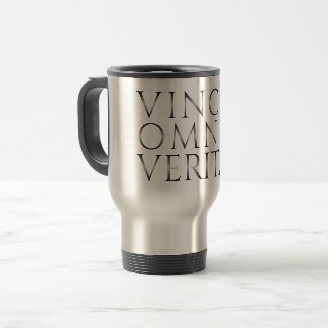 VINCIT OMNIA VERITAS - Licht Reisebecher (Vorderseite Links)