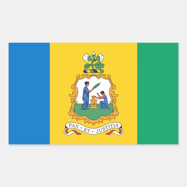 Vincy Flag & Siegel, Saint Vincent und die Grenadi Rechteckiger Aufkleber (Vorderseite)