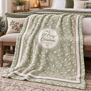 Vine & Berry Weihnachtsmuster Sage ID1337 Fleecedecke