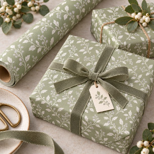 Vine & Berry Weihnachtsmuster Sage ID1337 Geschenkpapier