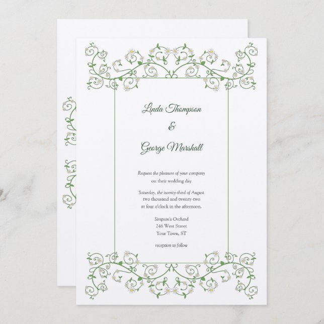 Vine Heart Trellis Wedding Einladung (Vorne/Hinten)