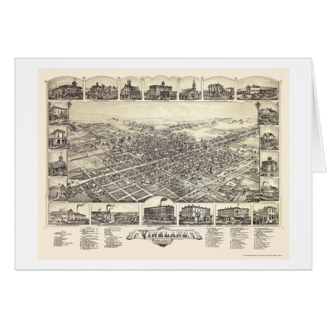 Vineland, NJ panoramische Karte - 1885 (Vorderseite (Horizontal))
