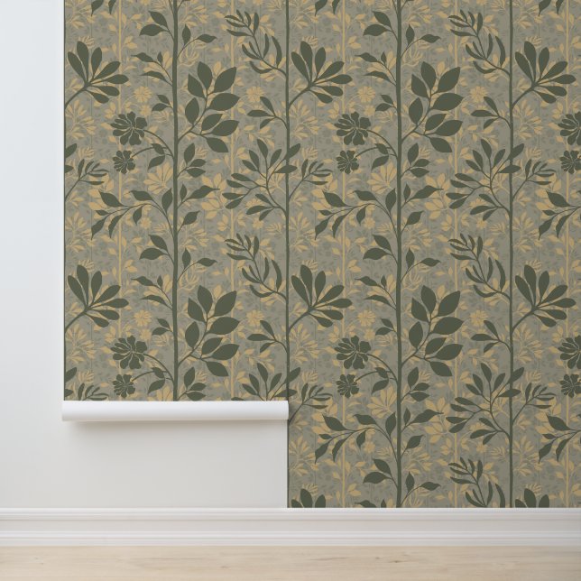 Vines of Quiet Joy XL deep botanical silhouette Tapete (Anwendung)