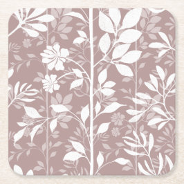 Vines of Quiet Joy XL white botanical silhouette Rechteckiger Pappuntersetzer