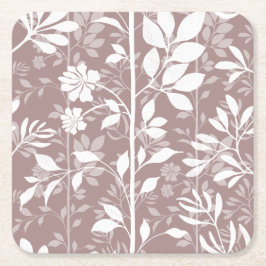 Vines of Quiet Joy XL white botanical silhouette Rechteckiger Pappuntersetzer